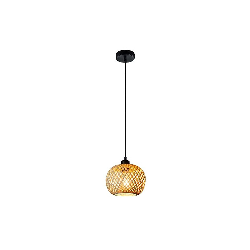 Vintage Boho Rattan Lampe Hängelampe Pendelleuchte Hängeleuchte Holz Bambus Lampenschirm Deckenlampe Badlampe Badezimmerlampe