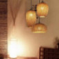 Rattan Bambus Pendelleuchte Retro Stil Laterne Kronleuchter Antik Holz Esszimmer Lampe Landhaus Hängelampe Wicker Lampenschir