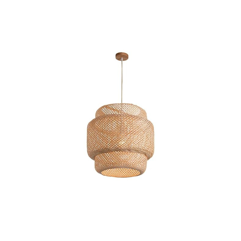 Boho Rattan Bambus Lampe Vintage Hängelampe Pendelleuchte Holz Korb Lampenschirm Japanische Hängeleuchte Hygge Holzlampe Korb