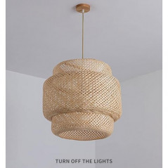 Boho Rattan Bambus Lampe Vintage Hängelampe Pendelleuchte Holz Korb Lampenschirm Japanische Hängeleuchte Hygge Holzlampe Korb