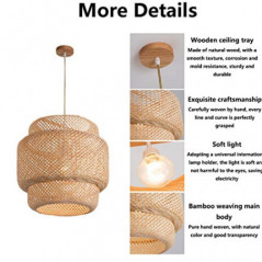 Boho Rattan Bambus Lampe Vintage Hängelampe Pendelleuchte Holz Korb Lampenschirm Japanische Hängeleuchte Hygge Holzlampe Korb