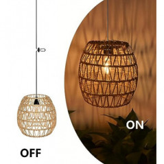 EcoGehen 3x Rattan Hängelampe mit Batterie Außen Innen Hängeleuchte Batteriebetriebene Lampe Tragbare Boho Korb Lampenschirm 