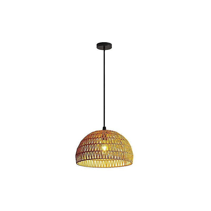 Boho Lampen Hängelampe Pendelleuchte Lampenschirm Rattan - Vintage Hängeleuchte Deckenlampe Deckenleuchte E27 Esstischlampe W