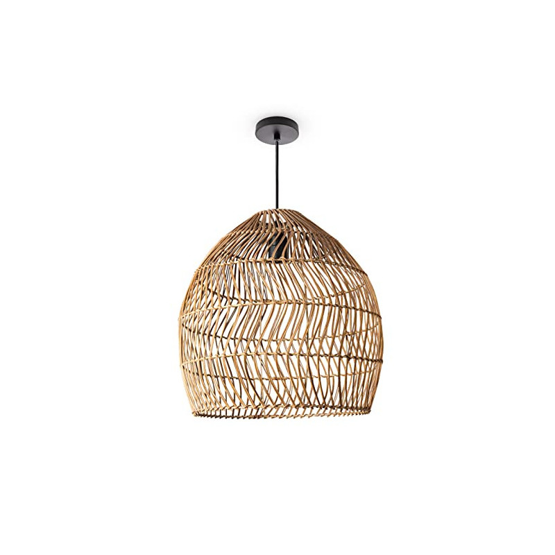 Paco Home Pendelleuchte Wohnzimmer Boho Korbleuchten Pendellampe Rattan Hängeleuchte Esszimmer Lampe Papier E27, Lampenart:Pe