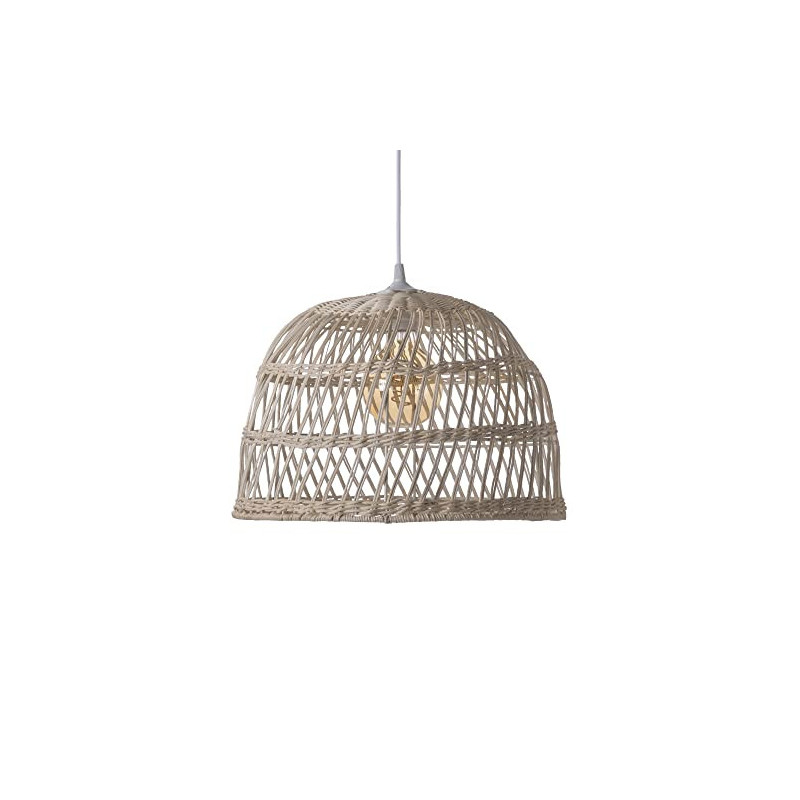 LUSSIOL - Saigon Hängeleuchte, Rattan, E27-Glühbirne, 60 W, Naturton, Durchmesser 40 x H20 cm, Design Hängeleuchte für jeden 