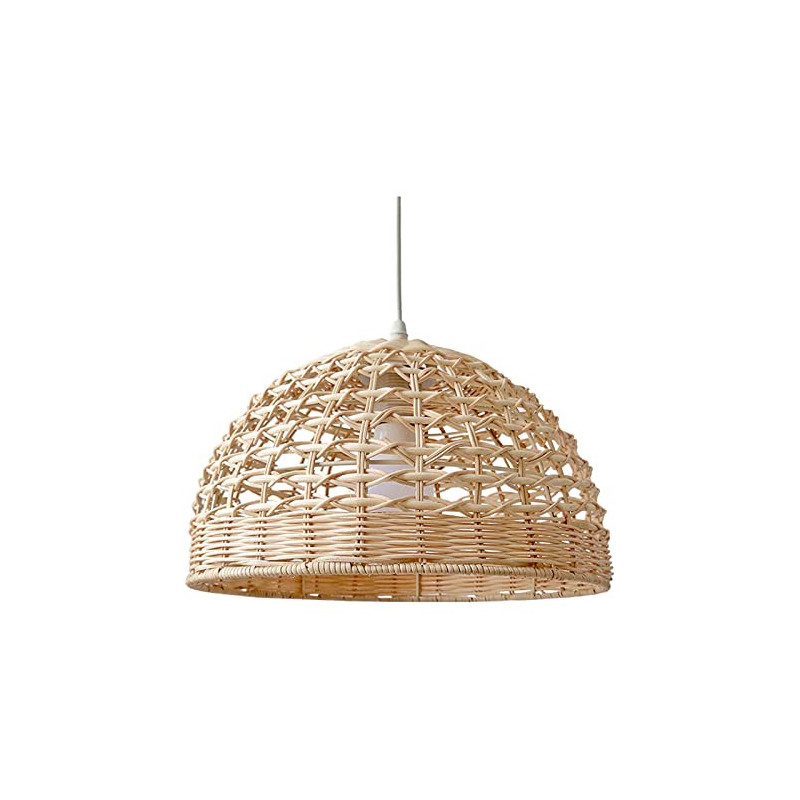 LOVIVER Rattan Lampenschirm Kreative Hängelampe Lampenschirm Moderner Rattan Korb Kronleuchter Lampenschirm Lampenschirm für 