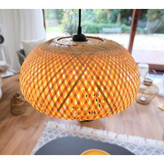 BOURGH Bambus Lampe GROSSETO - Lampe hängend mit Lampenschirm Bambus, 36 cm Durchmesser, korbgeflecht - Hängeleuchte Hängelam