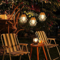 3er Pack Rattan Hängelampe mit Batterie Außen Innen Hängeleuchte Fernbedienung Batteriebetriebene Lampe Tragbare Boho Korb La