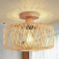 FRIDEKO HOME Deckenleuchte Vintage Bambus - Deckenlampe Holz Lampenschirm Hängelampe E27 Lampenfassung Boho Rattan Lampe Ø30c