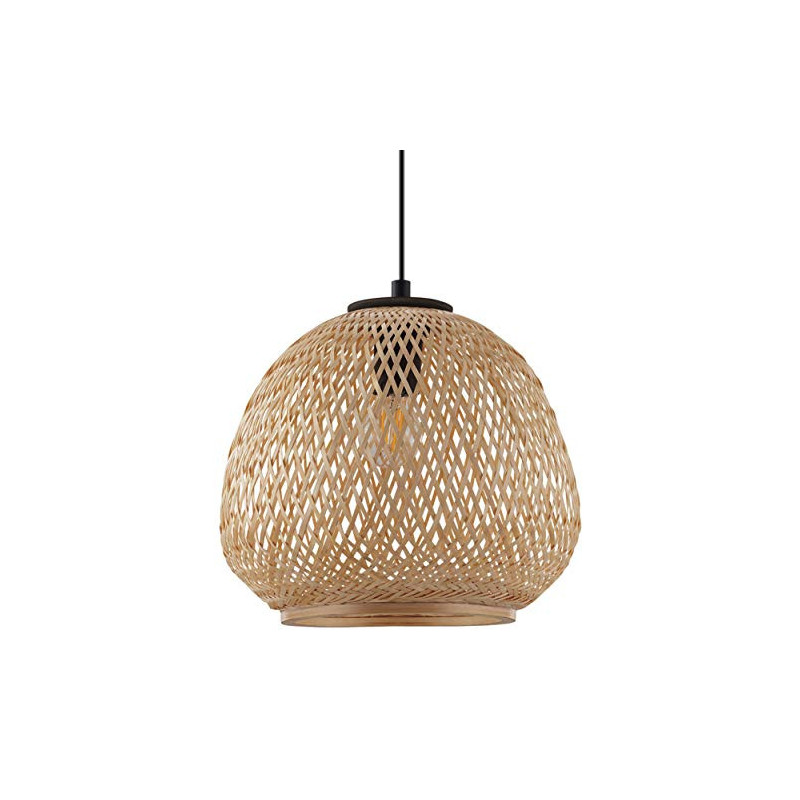 EGLO Pendelleuchte Dembleby, 1 flammige Hängelampe Vintage, Natur, Hygge, Hängeleuchte Holz Korb geflochten, Esstischlampe, W