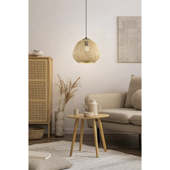 EGLO Pendelleuchte Dembleby, 1 flammige Hängelampe Vintage, Natur, Hygge, Hängeleuchte Holz Korb geflochten, Esstischlampe, W