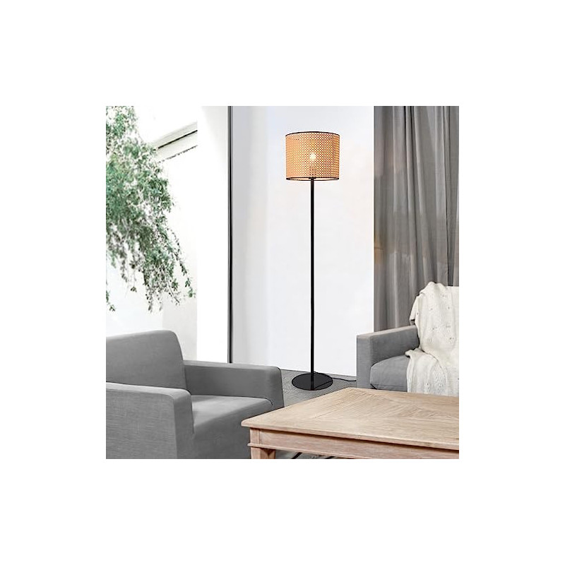 lux.pro Stehleuchte Helens 154 x 30 cm Bodenlampe für Wohnzimmer Büro Schlafzimmer 1-flammig Leselampe Schwarz/Beige