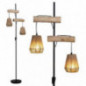 Stehlampe holz Boho 2-Lampenschirm Rattan Stehlampe Bauernhof Stehlampe mit ON/OFF indenpental Schalter, Rustikale Stehlampe 