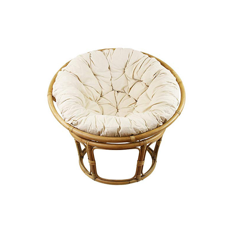 Rattan Sessel rund Relaxsessel "Papasan", 3-teilig Ø 90 x 50 cm, Fuß Ø 65 x 31 cm,