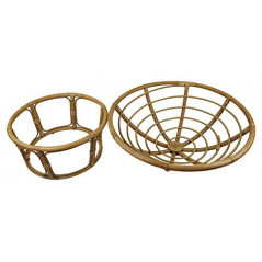 Rattan Sessel rund Relaxsessel "Papasan", 3-teilig Ø 90 x 50 cm, Fuß Ø 65 x 31 cm,