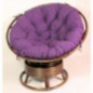 Rattan Papasan Drehsessel inkl. hochwertigen Polster Fb. violett, D 110 cm, Fb. darbbrown