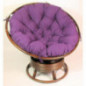 Rattan Papasan Drehsessel inkl. hochwertigen Polster Fb. violett, D 110 cm, Fb. darbbrown