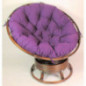 Rattan Papasan Drehsessel inkl. hochwertigen Polster Fb. violett, D 110 cm, Fb. darbbrown