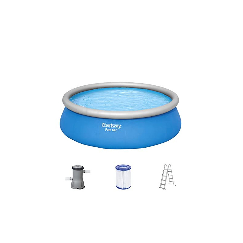 Bestway Fast Set Aufstellpool-Set mit Filterpumpe Ø 457 x 122 cm, blau, rund