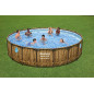 Bestway Power Steel Swim Vista Series Frame Pool Komplett-Set mit Filterpumpe Ø 549 x 122 cm, Holz-Optik  Pinie , rund