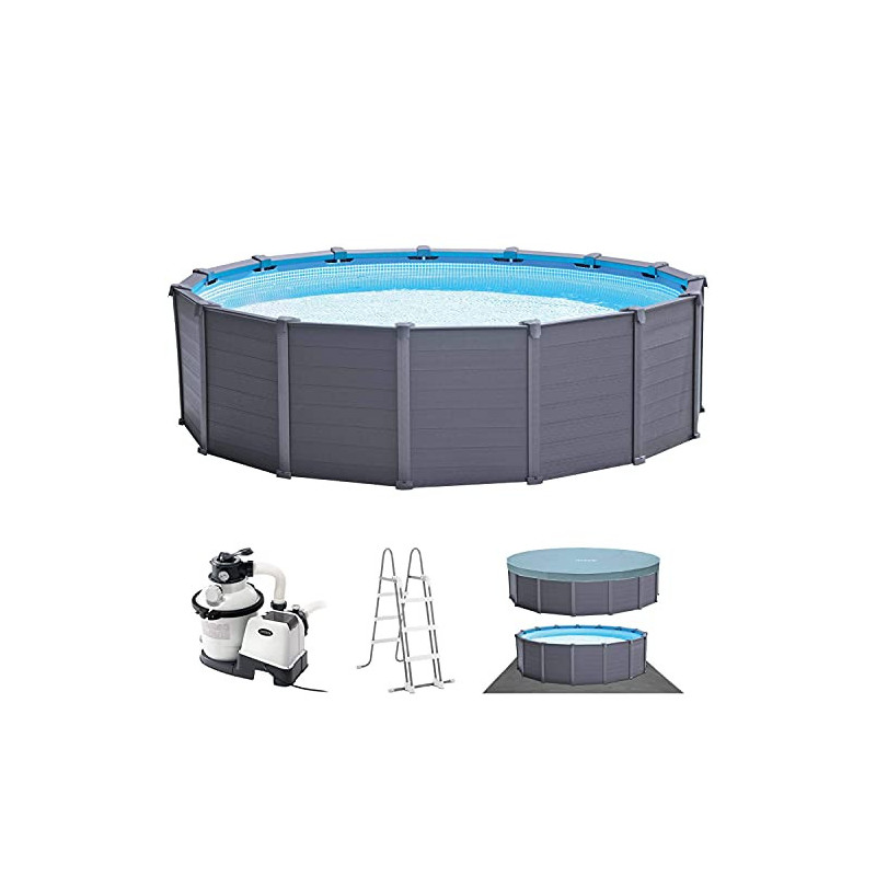 Intex Schwimmbad Ø 478 x 124 cm Gestellbecken Set Graphit