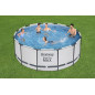 Bestway Steel Pro MAX Frame Pool Komplett-Set mit Filterpumpe Ø 366 x 122 cm, lichtgrau, rund