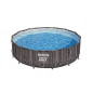 Bestway Steel Pro MAX Frame Pool Komplett-Set mit Filterpumpe Ø 427 x 107 cm, Holz-Optik  Mooreiche , rund