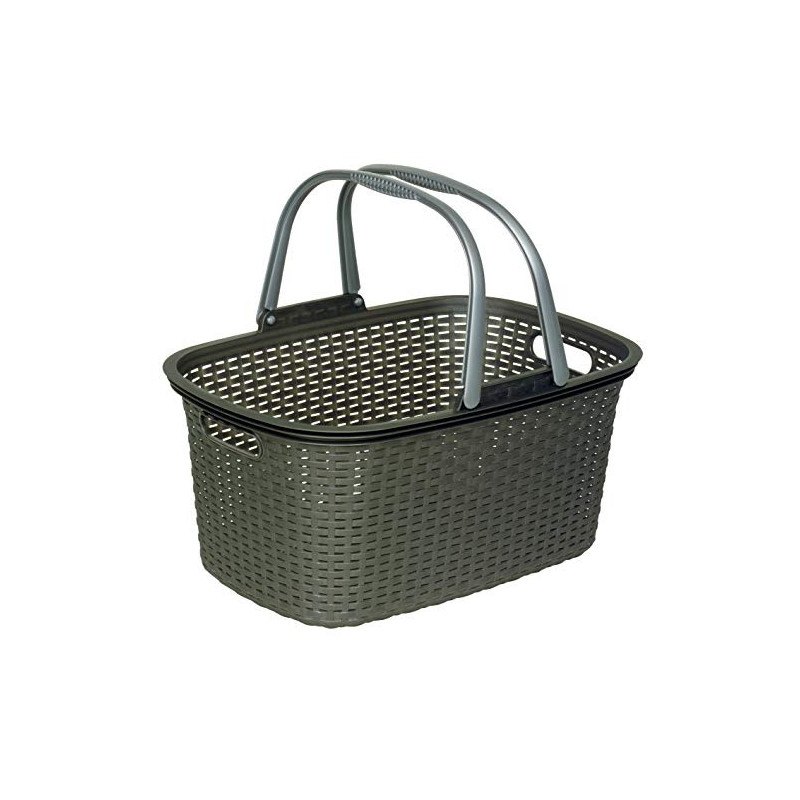 BigDean Einkaufskorb Kunststoff Rattan Made in Germany 42,5x28x23cm  LXBXH  2 Henkel ab klappbar