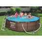 Bestway Power Steel Deluxe 366x100 cm, Frame Pool rund mit stabilem Stahlrahmen im Komplett-Set, rattan