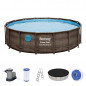 Bestway Power Steel™ Swim Vista Series™ Frame Pool, 488 x 122 cm, Komplett-Set mit Filterpumpe, rund, braune Rattan-Optik