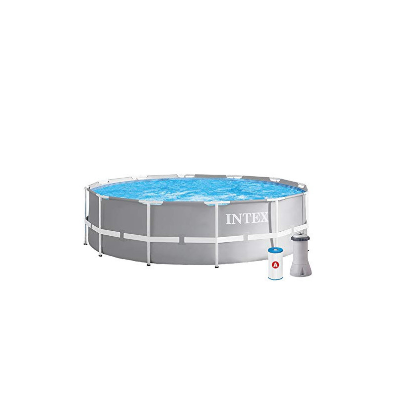 Intex Schwimmbecken Pool, Grau, 366 x 99 cm Frame Pool Set Prism Rondo 26716