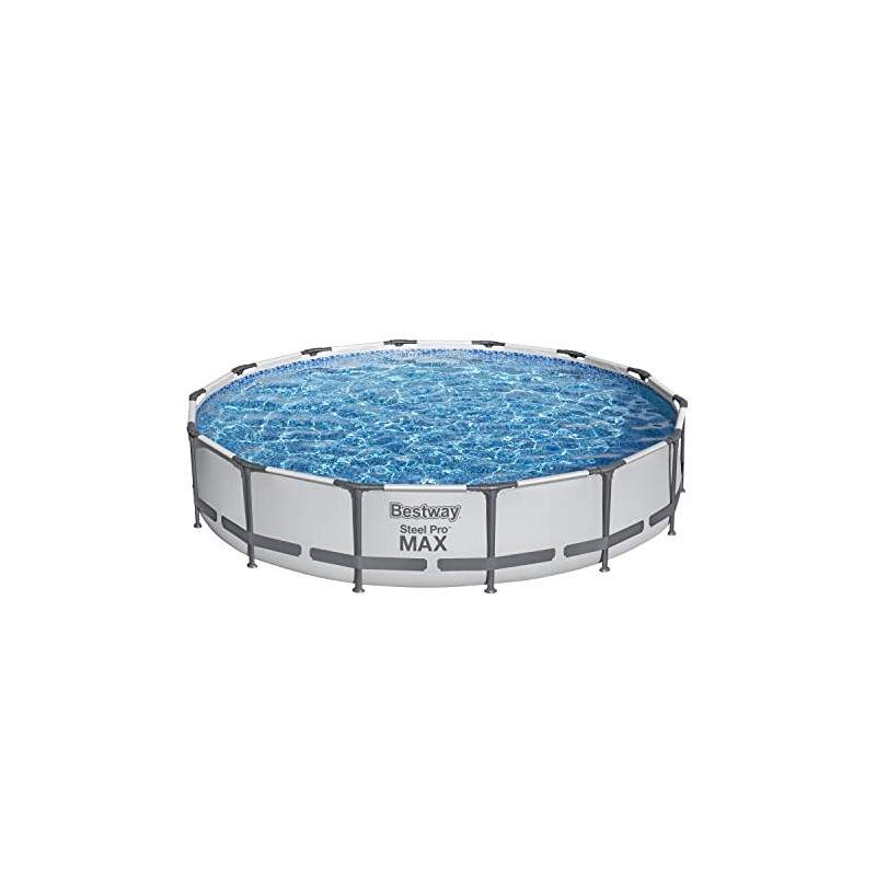 Bestway Steel Pro MAX Frame Pool Set mit Filterpumpe Ø 427 x 84 cm, lichtgrau, rund