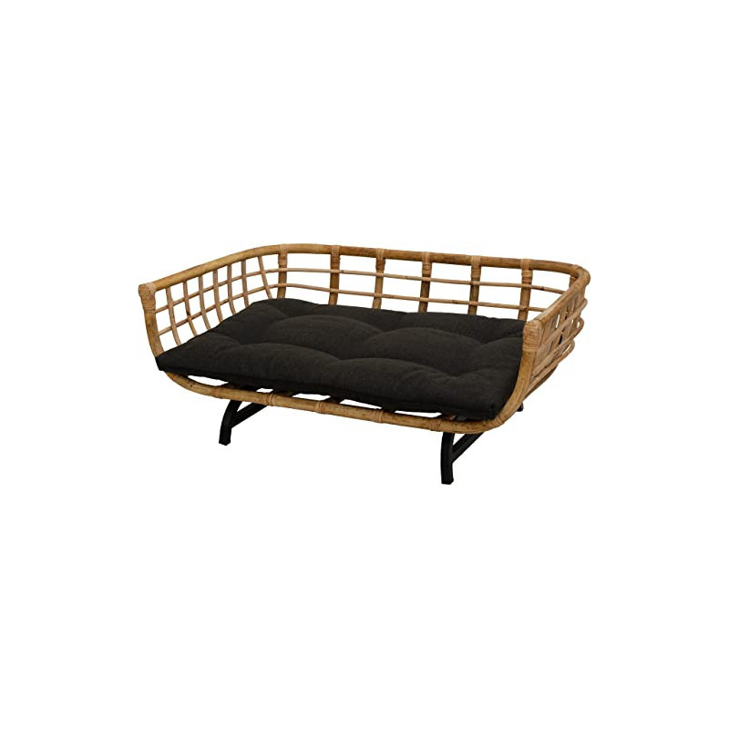 Exklusiver Retro-Design Hundekorb / Hundebett / Tierkorb Haustier Bett Groß aus Rattan mit Kissen / Modernes Bett für Katzen 