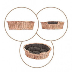 e-wicker24 Hundekorb aus Weide, Korb, honiggelb, 60 x 43 x 19 cm