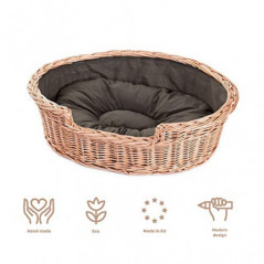 e-wicker24 Hundekorb aus Weide, Korb, honiggelb, 60 x 43 x 19 cm