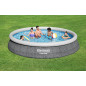 Bestway Fast Set Aufstellpool-Set mit Filterpumpe Ø 457 x 84 cm, Rattan-Optik  Schiefergrau , rund