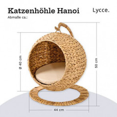 Lycce Katzenhöhle Hanoi Hängesessel Wasserhyazinthe Natur Ø 40 cm  Hauskatzen bis 4 kg 