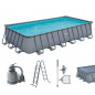 Summer Waves Frame Pool Komplettset | Rechteckig 732x366x132 cm Grau | Aufstellpool Set | Gartenpool & Schwimmbecken inkl. Sa