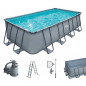 Summer Waves Frame Pool Komplettset | Rechteckig 549x274x132 cm Grau | Aufstellpool Set | Gartenpool & Schwimmbecken inkl. Sa