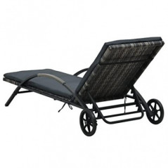 vidaXL Sonnenliege mit Tisch Gartenliege Liege Liegestuhl Relaxliege Rattanliege Strandliege Gartenmöbel Rattanmöbel Poly Rat