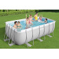 Bestway Power Steel Frame Pool-Set mit Sandfilteranlage 412 x 201 x 122 cm, lichtgrau, eckig