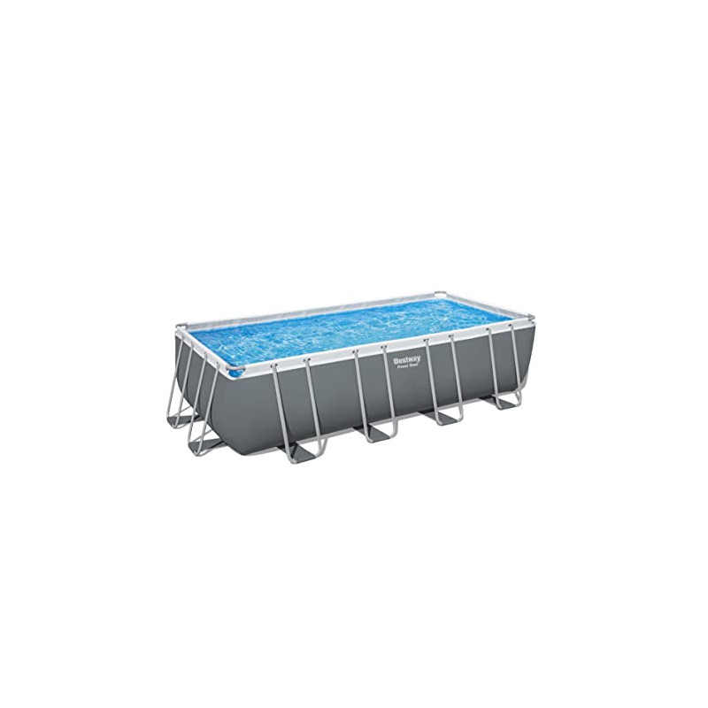 Bestway Power Steel Frame Pool Komplett-Set mit Sandfilteranlage 549 x 274 x 132 cm, grau, eckig