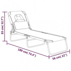 Tidyard Sonnenliege Klappbar Gartenliege Liege mit Kopfkissen Strandliege Relaxliege Freizeitliege Liegestuhl 189 x 56 x 83 c