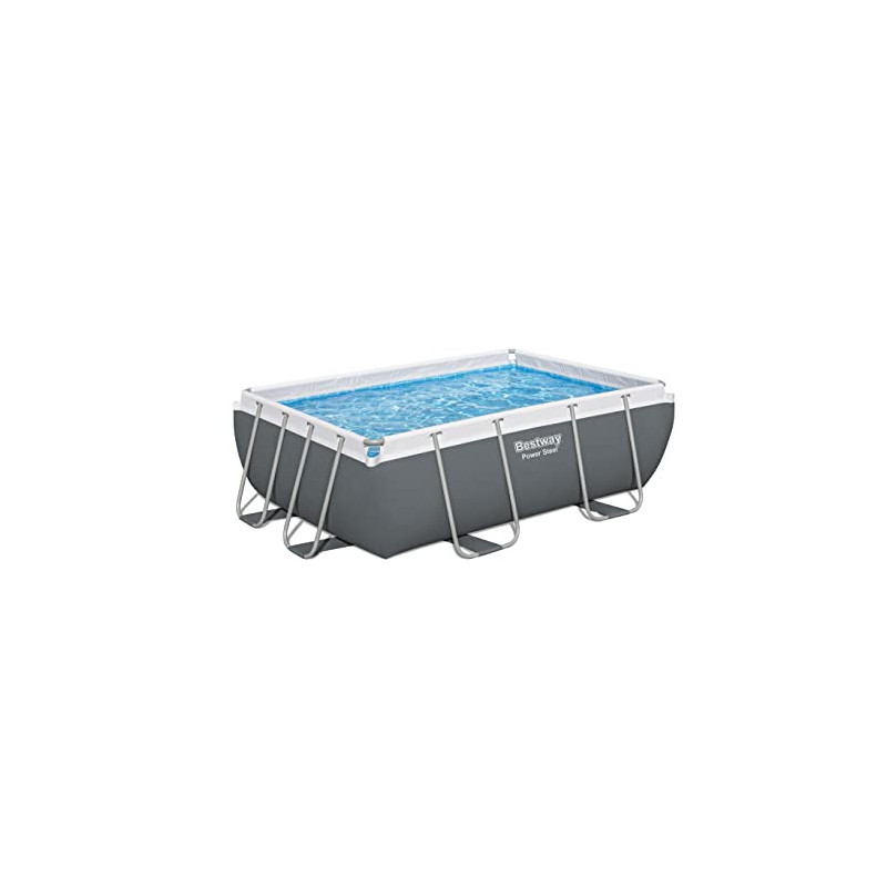 Bestway Power Steel Frame Pool Set mit Filterpumpe 282 x 196 x 84 cm, grau, eckig