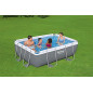 Bestway Power Steel Frame Pool Set mit Filterpumpe 282 x 196 x 84 cm, grau, eckig