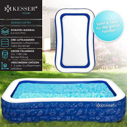 KESSER® Aufblasbarer Pool Familienpool für Kinder und Erwachsene Gartenschwimmbad Familienschwimmbad Sommer 305x183x56 cm Pla