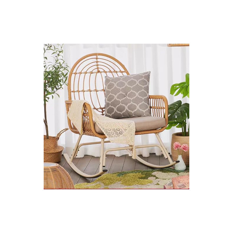 NRNQMTFZ Rocking Chairs,schaukelstuhl Rattan Outdoor,Schaukelstuhl Sessel Relaxsessel,bequemer Lesestuhl,Stoffsofa,für Wohnzi