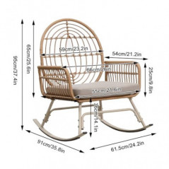 NRNQMTFZ Rocking Chairs,schaukelstuhl Rattan Outdoor,Schaukelstuhl Sessel Relaxsessel,bequemer Lesestuhl,Stoffsofa,für Wohnzi