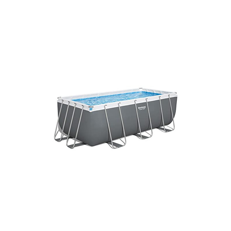 Bestway Power Steel Frame Pool Set mit Filterpumpe 412 x 201 x 122 cm, grau, eckig