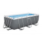 Bestway Power Steel Frame Pool Set mit Filterpumpe 412 x 201 x 122 cm, grau, eckig